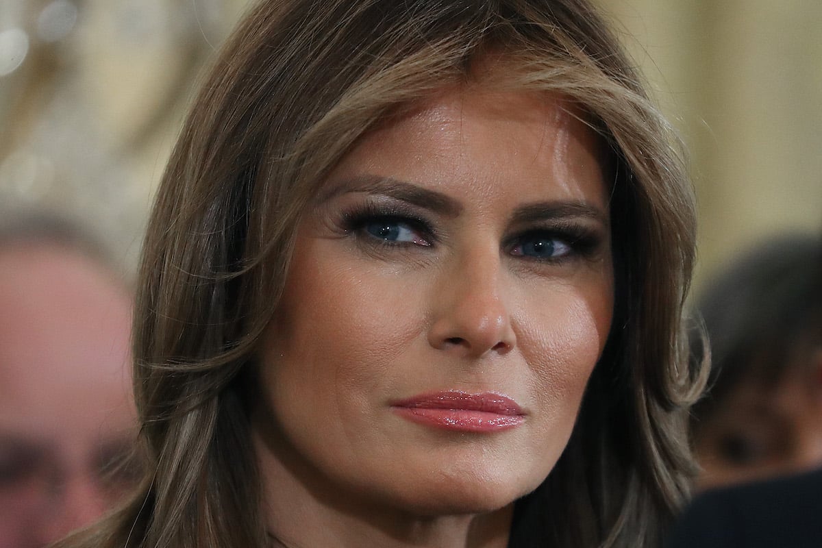 Close up of Melania Trump's face.