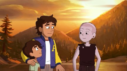 Ashley Johnson, Robbie Daymond, and Justin Felbinger in The Number Car (2020) on Cartoon Network's Infinity Train.