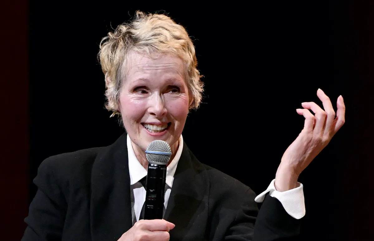 E. Jean Carroll speaks onstage during an event.