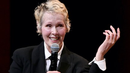 E. Jean Carroll speaks onstage during an event.