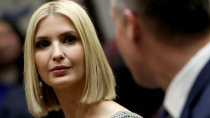 Ivanka Trump listens during a conference call between U.S. President Donald Trump and the International Space Station