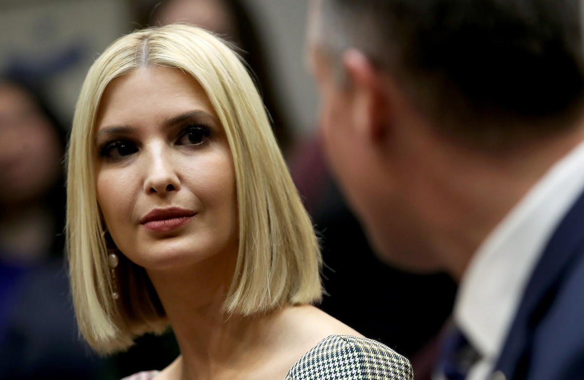 Ivanka Trump listens during a conference call between U.S. President Donald Trump and the International Space Station