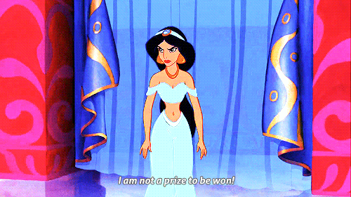 Jasmine says, "I am not a prize to be won," and walks away in Disney's Aladdin.