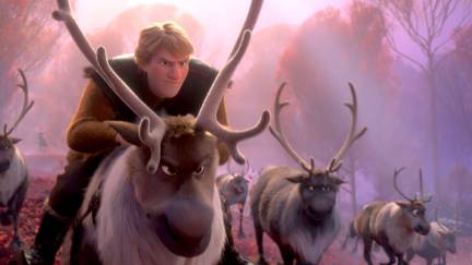 kristoff rides a reindeer in frozen 2