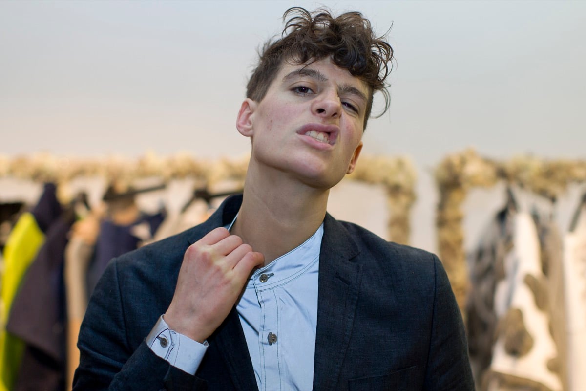 Androgynous model Rain Dove poses for a portrait in the London Fashion Week venue in Soho in central London on February 23, 2016.  Transgender models such as Andreja Pejic and Lea T are among the most sought after in the industry. One of its rising stars is US model Rain Dove, who, standing at six foot two inches with chiselled features, models in both male and female fashion shows. / AFP / JUSTIN TALLIS        (Photo credit should read JUSTIN TALLIS/AFP via Getty Images)