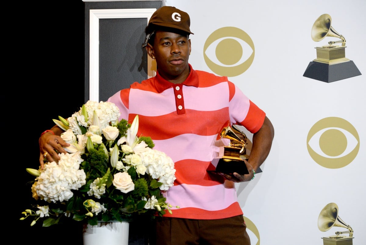 Tyler the Creator poses in the press room with the award for Best Rap Album for "Igor" during the 62nd Annual GRAMMY Awards at Staples Center on January 26, 2020 in Los Angeles, California. (Photo by Amanda Edwards/Getty Images)