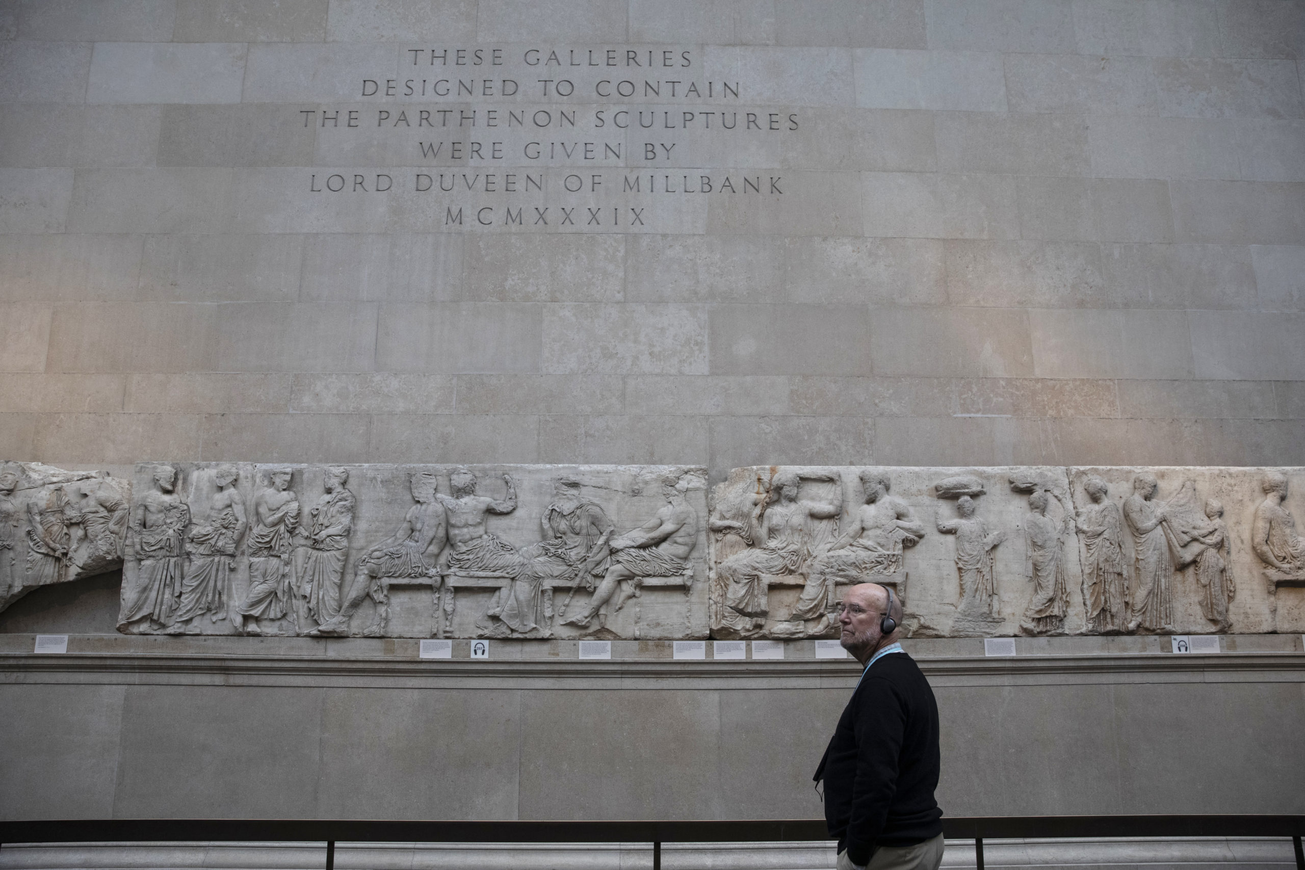 LONDON, ENGLAND - NOVEMBER 22: Sections of the Parthenon Marbles also known as the Elgin Marbles are displayed at The British Museum on November 22, 2018 in London, England. (Photo by Dan Kitwood/Getty Images)