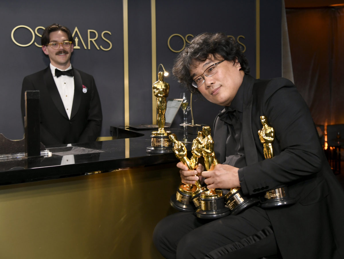 Bong Joon-Ho and all his babies at the Oscars