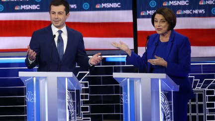 Pete Buttigieg and Amy Klobuchar fight onstage at the Democratic debate.