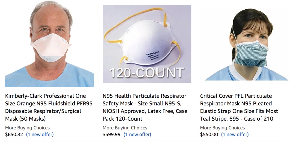 Coronavirus flu masks on Amazon