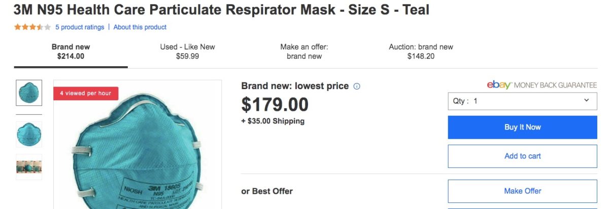 ebay coronavirus masks