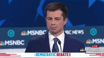Mayor Pete makes a pouty face.