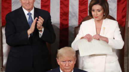 House Speaker Rep. Nancy Pelosi (D-CA) rips up pages of the State of the Union speech