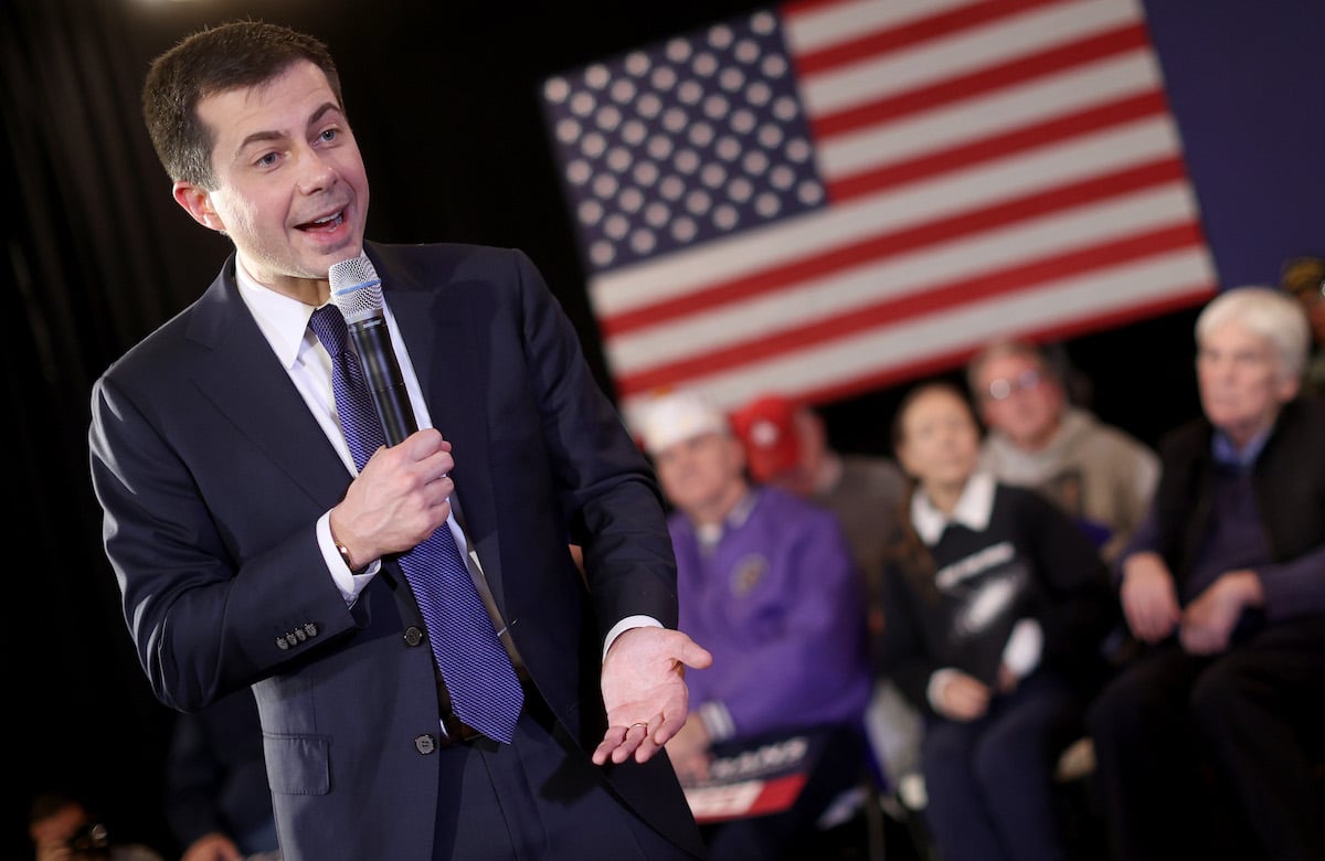 Pete Buttigieg looks very excited at an Iowa event.