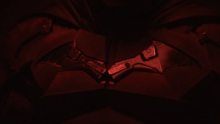 Robert Pattinson The Batman chest logo suit reveal.