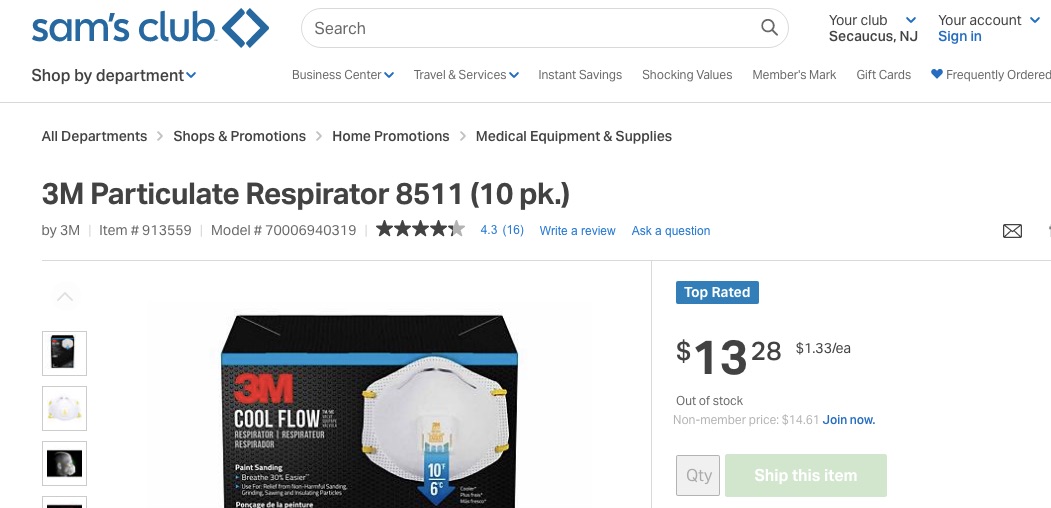 Sam's club particulate mask