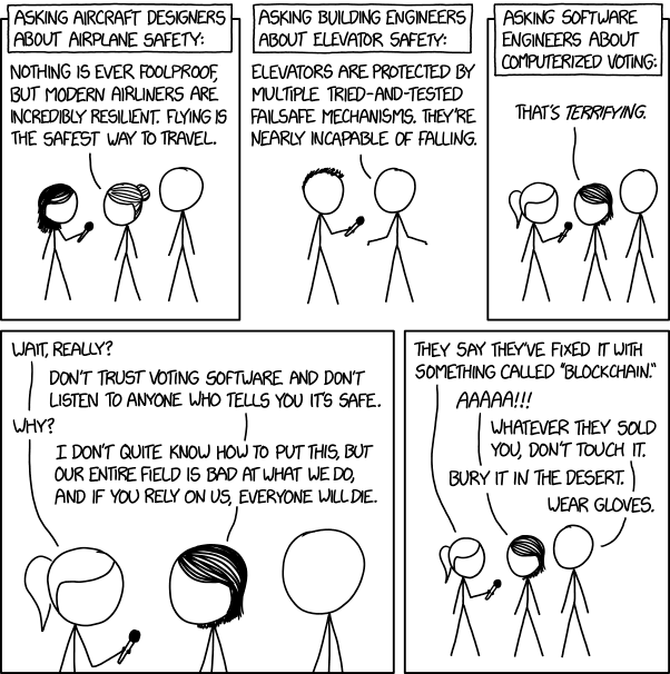 XKCD comic on voting software