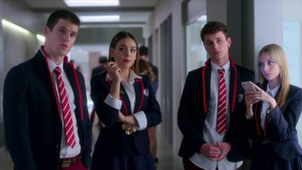 Danna Paola, Arón Piper, Ester Expósito, and Miguel Bernardeau in Élite (2018)