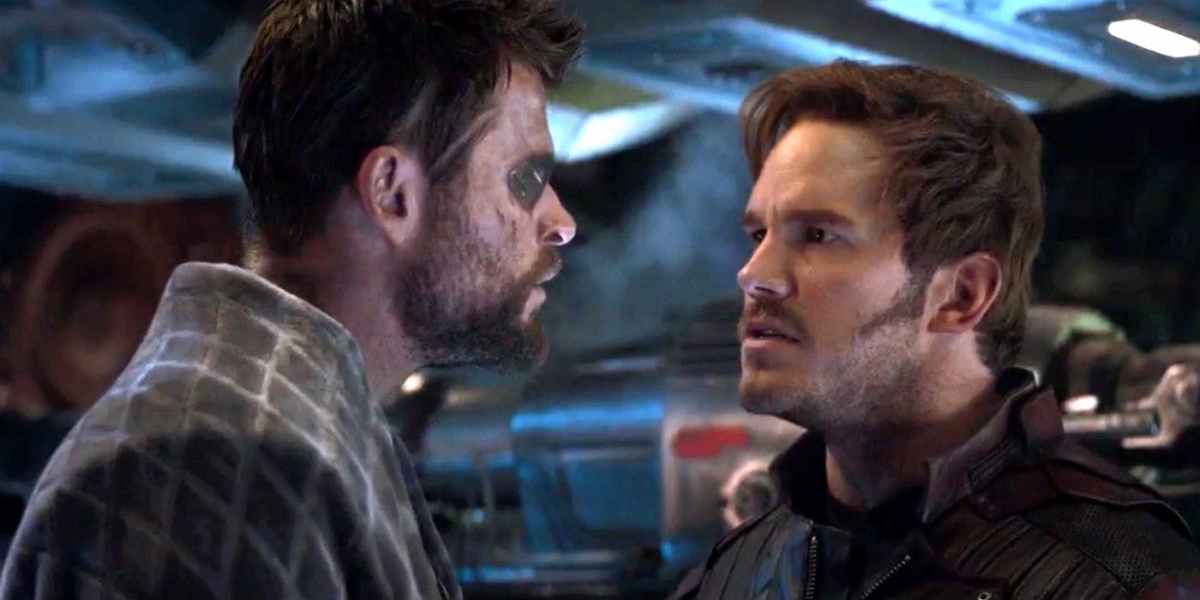 Chris Hemsworth as Thor and Chris Pratt as Peter Quill in Avengers: Infinity War