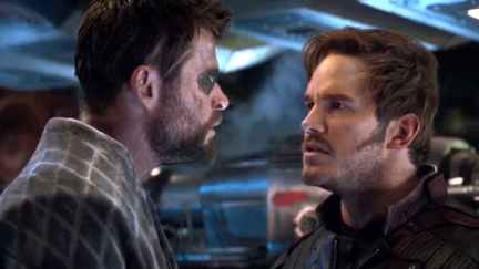 Chris Hemsworth as Thor and Chris Pratt as Peter Quill in Avengers: Infinity War