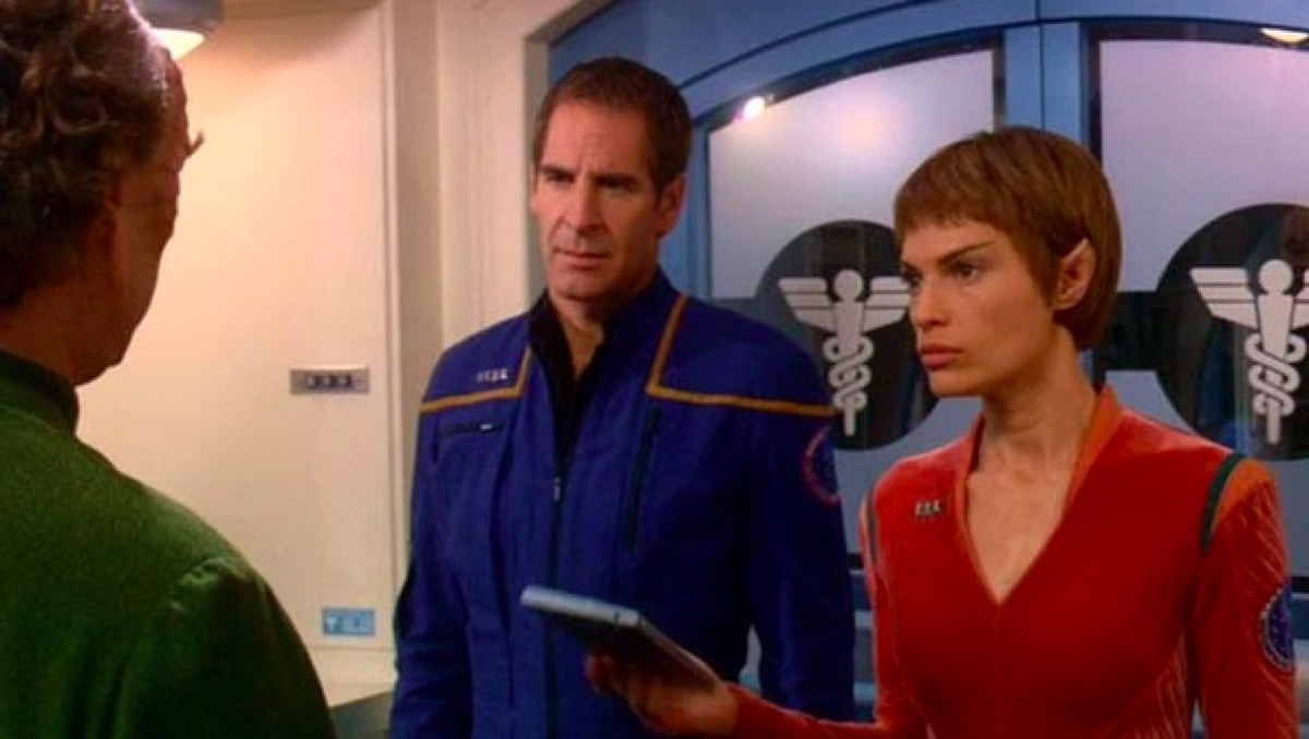 Archer and T'Pol in Star Trek: Enterprise.