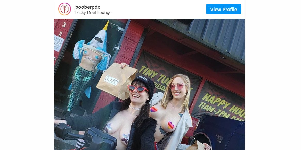 strippers wearing pasties deliver food in portland