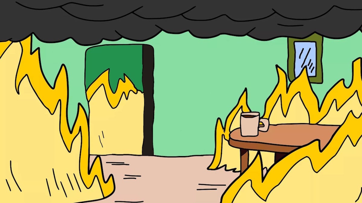 Zoom background of KC Green's This Is Fine Dog