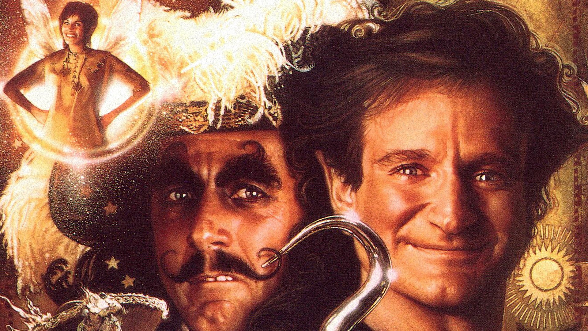 julia roberts dustin hoffman and robin williams on the poster for hook