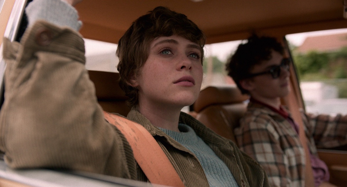 Syd and Stanley riding in the car in Netflix's in I Am Not Okay With This.