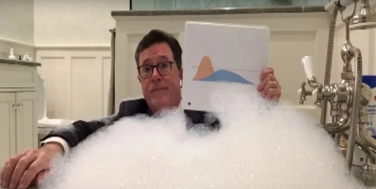 Stephen Colbert delivers special coronavirus monologue from his bathtub