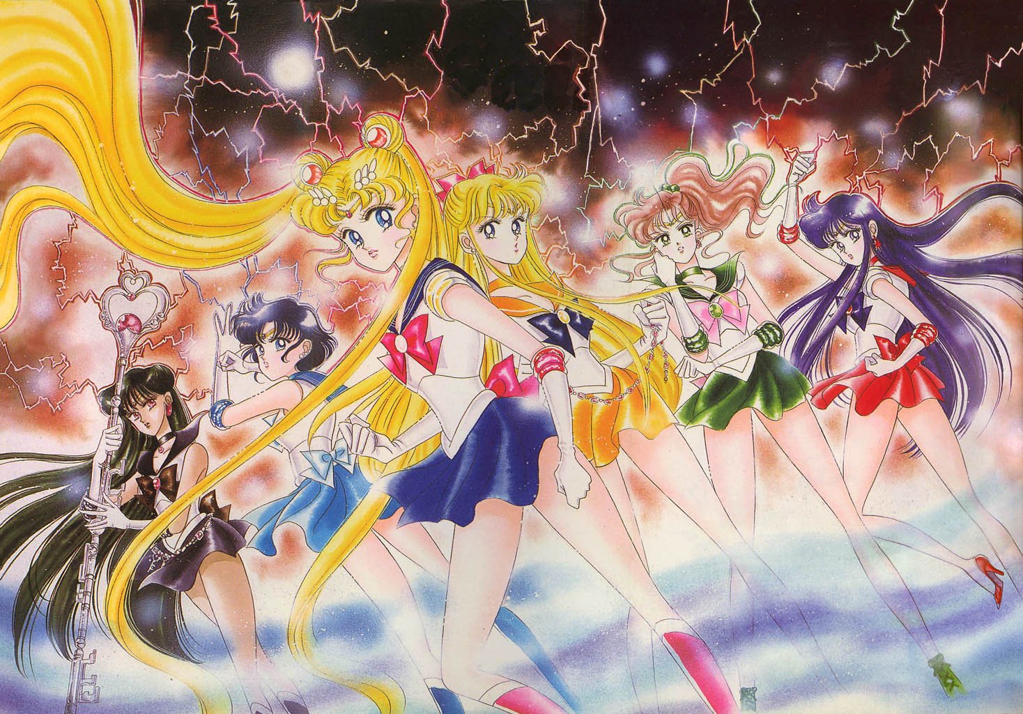 The Sailor Scouts in the manga as drawn by Naoko Takeuchi