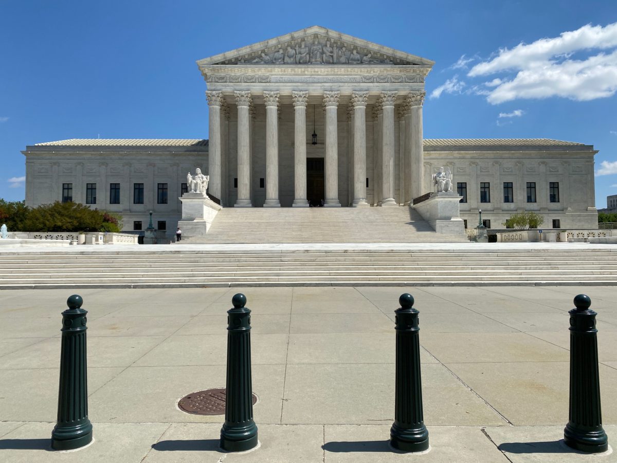 The US Supreme Court is seen amid the coronavirus pandemic on April 15, 2020 as stay at home order has been extended in Washington, DC until May 15. - Global stocks sank Wednesday as COVID-19 infects the global economic outlook, while oil prices slumped as OPEC-led output cuts were deemed insufficient to soak up a supply glut. (Photo by Daniel SLIM / AFP) (Photo by DANIEL SLIM/AFP via Getty Images)
