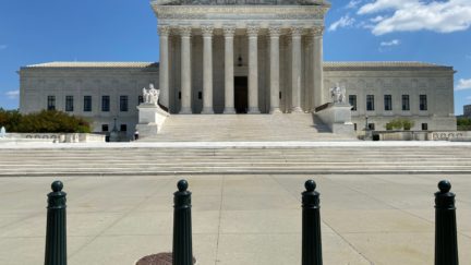 The US Supreme Court is seen amid the coronavirus pandemic on April 15, 2020 as stay at home order has been extended in Washington, DC until May 15. - Global stocks sank Wednesday as COVID-19 infects the global economic outlook, while oil prices slumped as OPEC-led output cuts were deemed insufficient to soak up a supply glut. (Photo by Daniel SLIM / AFP) (Photo by DANIEL SLIM/AFP via Getty Images)