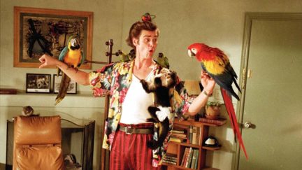 Jim carey and animals in ace ventura pet detective