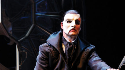 Ben Lewis as the Phantom in Love Never dies. Really Useful Group/screensot.