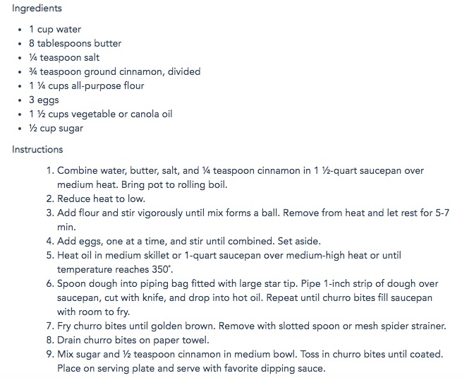 Disney Parks churros recipe