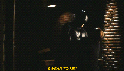 Batman yelling swear to me in Batman Begins