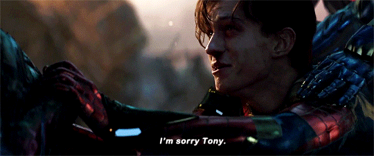 Peter Parker telling Tony Stark he's sorry in Endgame