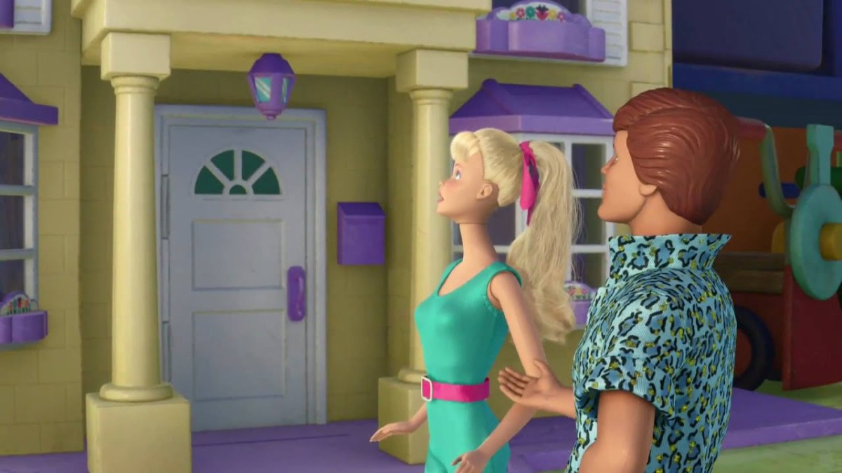 Barbie and Ken looking at their house in Toy Story 3