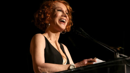 BEVERLY HILLS, CALIFORNIA - NOVEMBER 01: Kathy Griffin speaks onstage during the 29th Annual PEN America LitFestGala at Regent Beverly Wilshire Hotel on November 01, 2019 in Beverly Hills, California. (Photo by Randy Shropshire/Getty Images for PEN America)