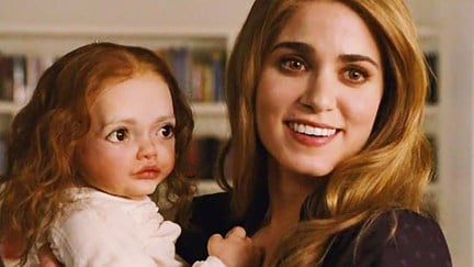 Rosalie holding a haunted baby in Twilight