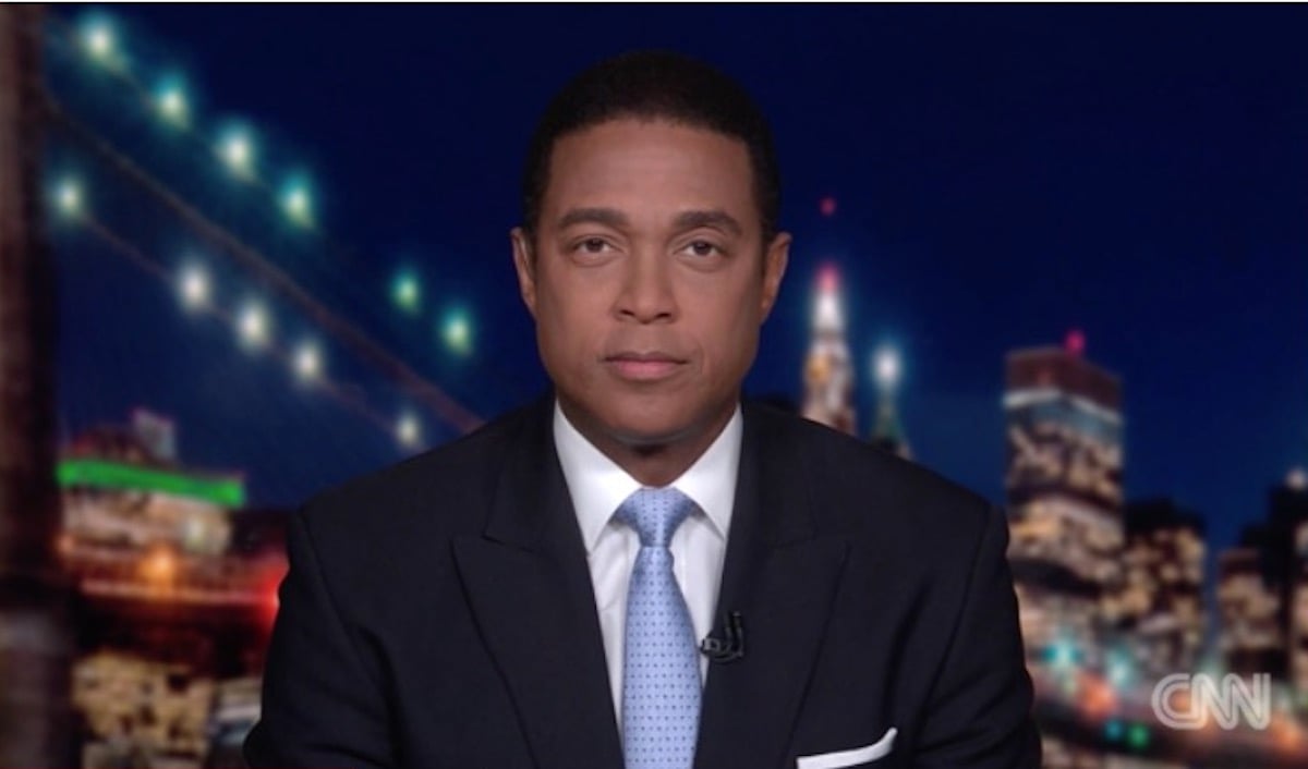 Don Lemon looks into the camera with a serious expression during his show on CNN.