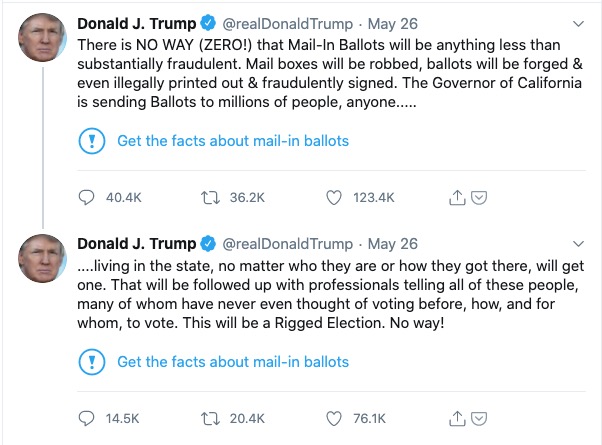 Two tweets from Donald Trump