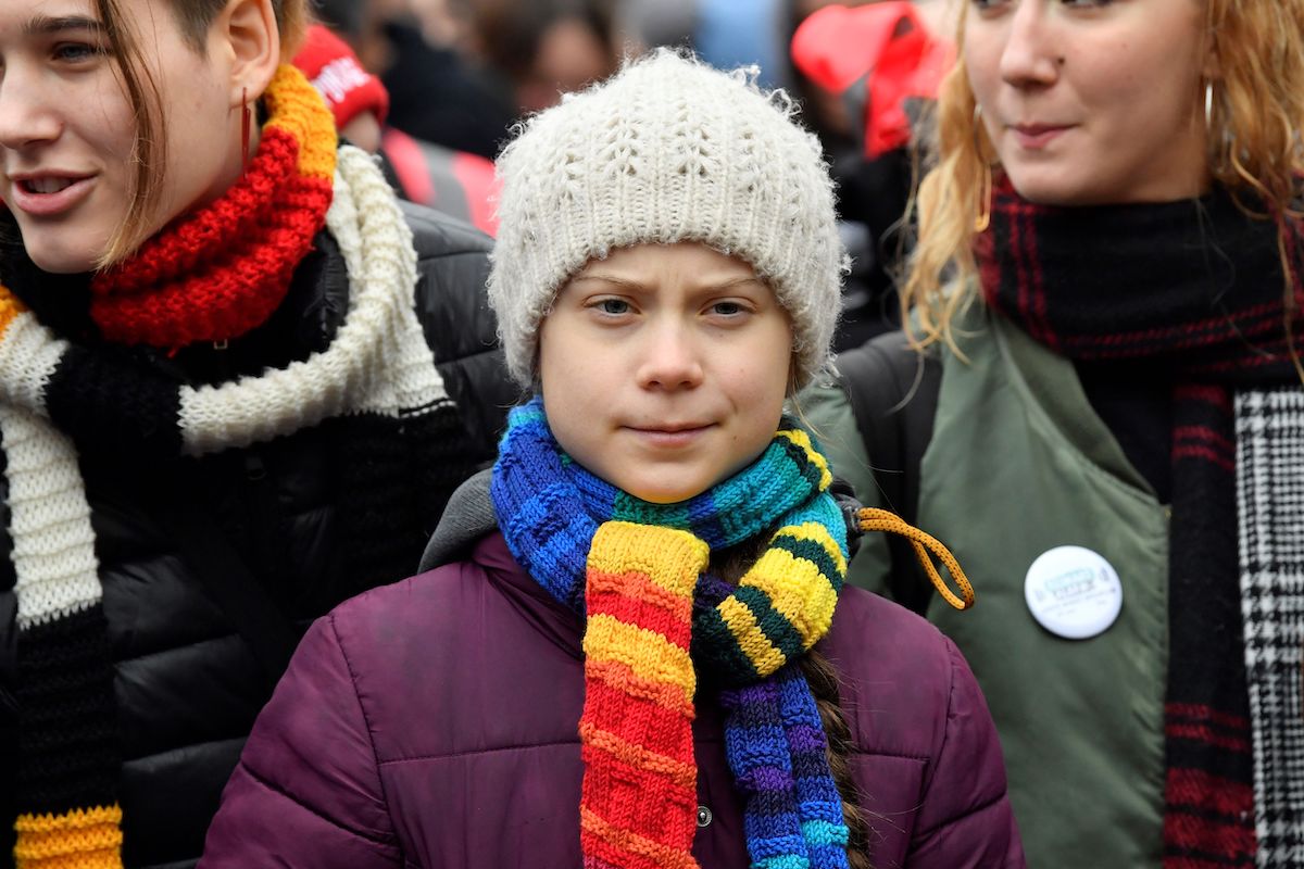 Greta Thunberg takes part in a "Youth Strike 4 Climate" protest march