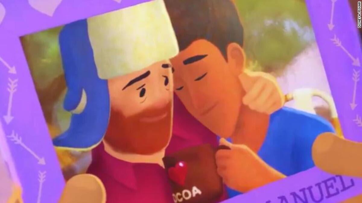 picture of a gay couple in pixar's Out