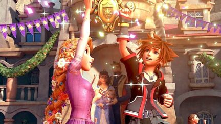 Rapunzel and Sora in Kingdom Hearts 3.