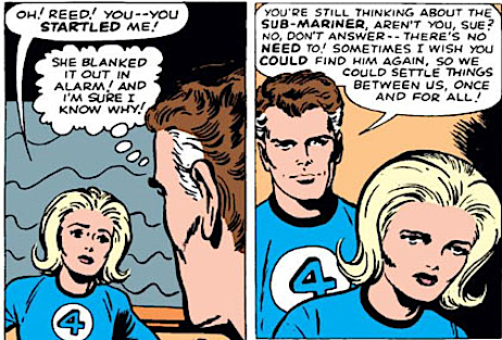 Sue Storm and Reed Richards talking about the Sub Mariner.