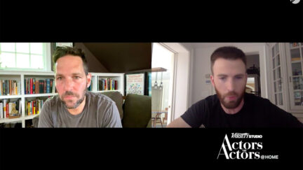 Paul Rudd and Chris Evans talking to each other