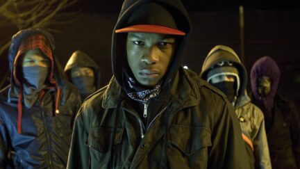 Franz Drameh, Alex Esmail, Leeon Jones, and John Boyega in Attack the Block (2011)