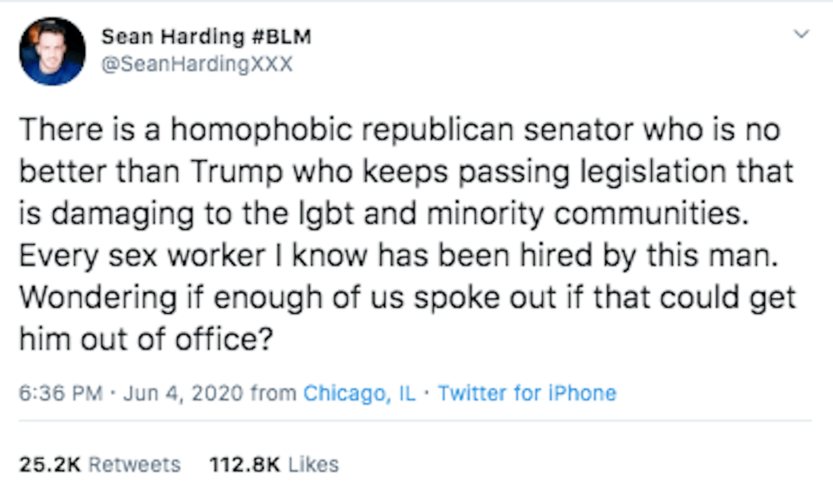 Homophobic republican senator Twitter Trend "Lady G"